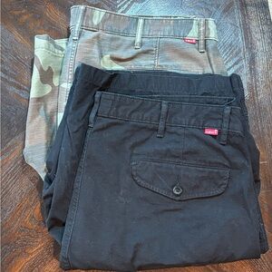 2 Pair Levi's Men's Cargo Shorts in Black and Camouflage